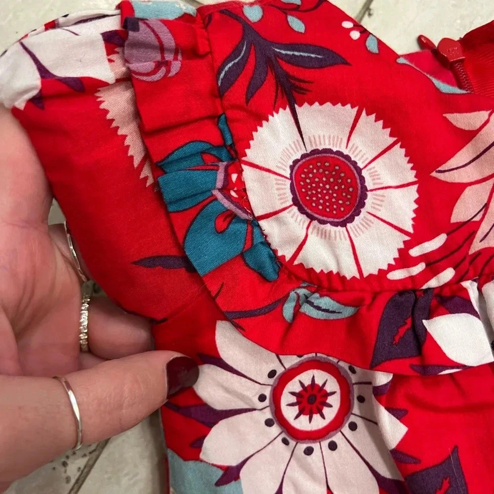 Tea Collection Floral Red Ruffle Dress - Picture 2 of 6